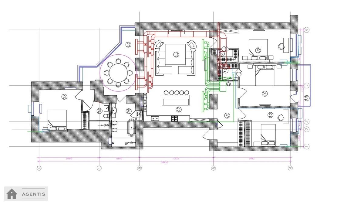 Apartment for rent 5 rooms, 203 m², 4th fl./5 floors. Antonovycha vul. Horkoho, Kyiv. 