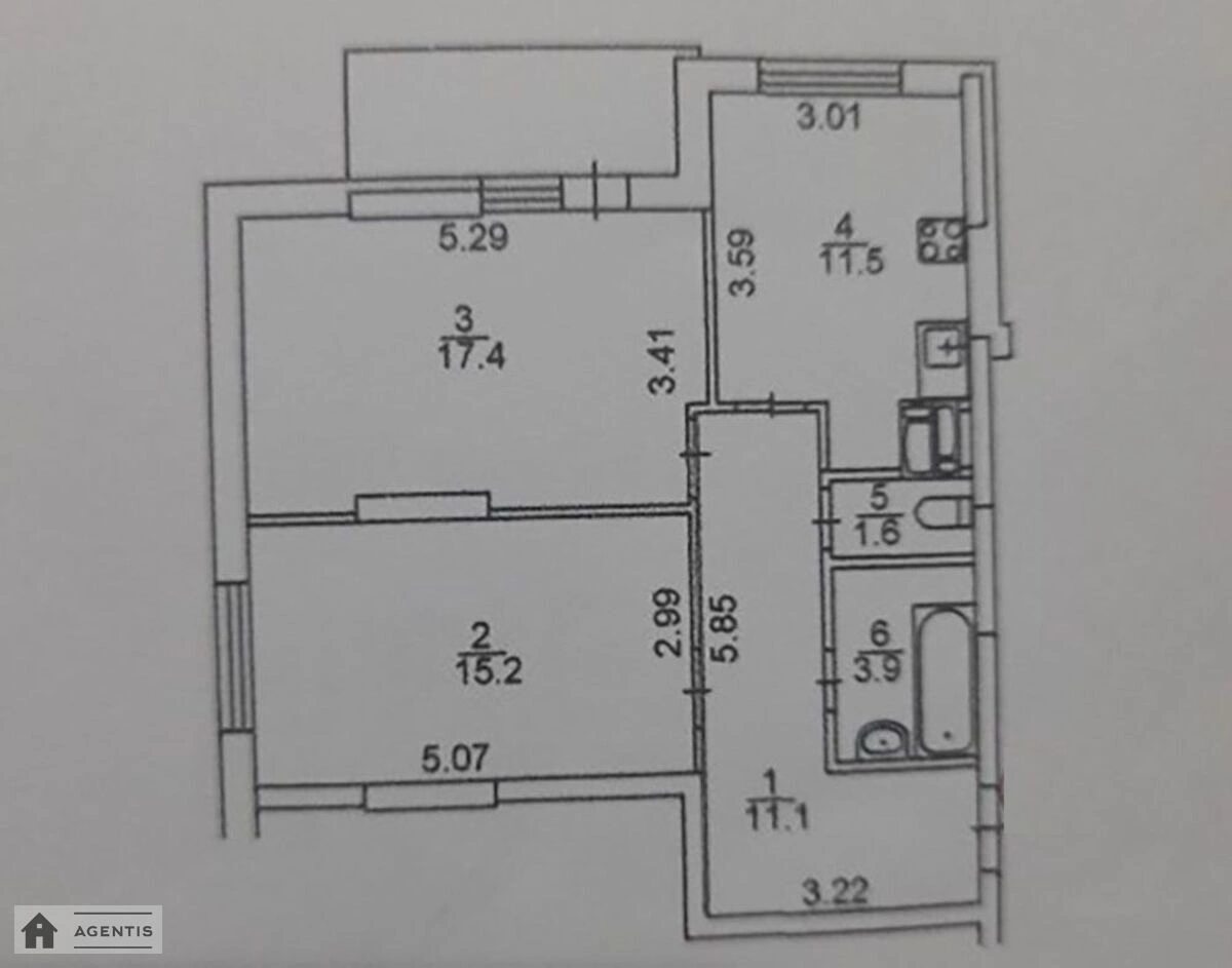 Здам квартиру 2 кімнати, 65 m², 9 пов./24 поверхи. 1, Тбіліський 1, Київ. 