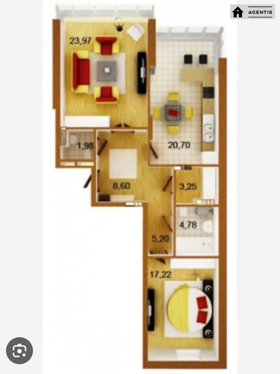 Здам квартиру 2 кімнати, 86 m², 6 пов./23 поверхи. 14, Дніпровська набережна 14, Київ. 