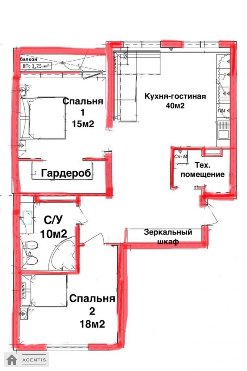 Здам квартиру 2 кімнати, 90 m², 10 пов./14 поверхів. 30, Сергія Данченка вул., Київ. 