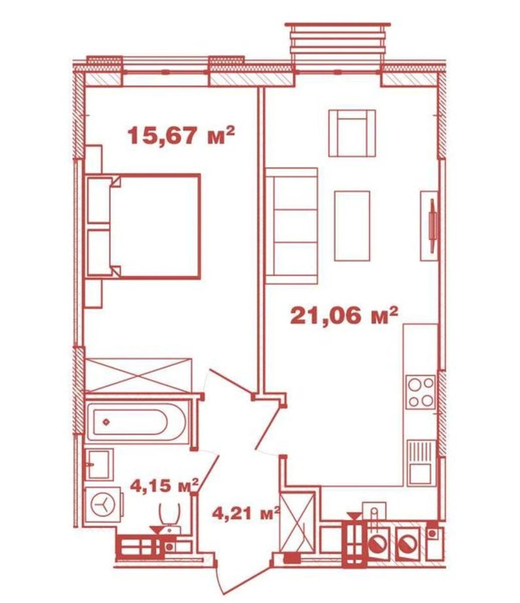 Apartments for sale 1 room, 45 m², 5th fl./18 floors. 1, Kryshtaleva , Petropavlovskaya  Borshchahovka. 