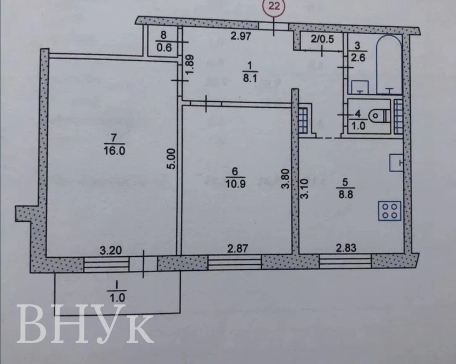 Продаж квартири 2 кімнати, 49 m², 6 пов./9 поверхів. Злуки пр., Тернопіль. 