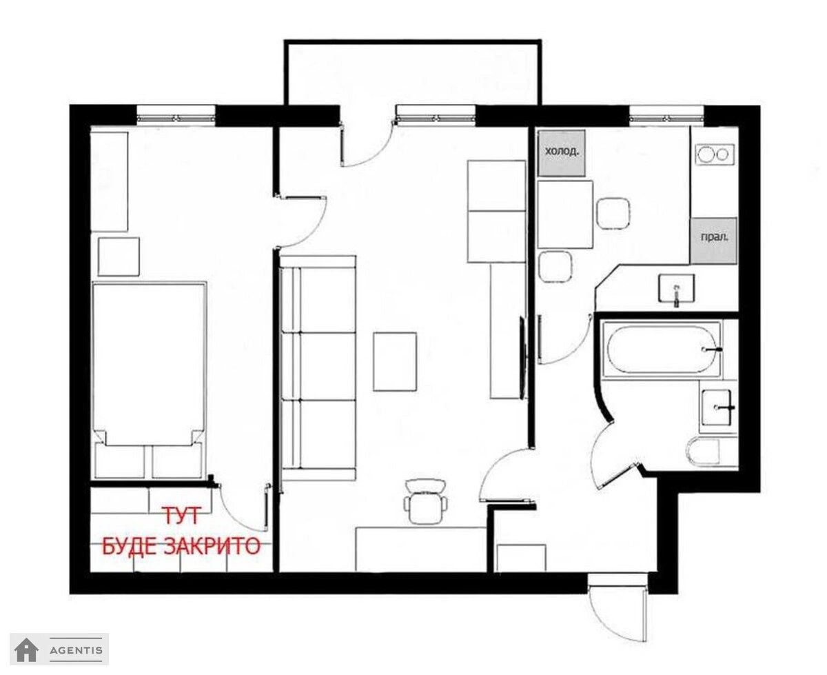 Сдам квартиру 2 комнаты, 42 m², 3 эт./5 этажей. 36, Машиностроительная 36, Киев. 