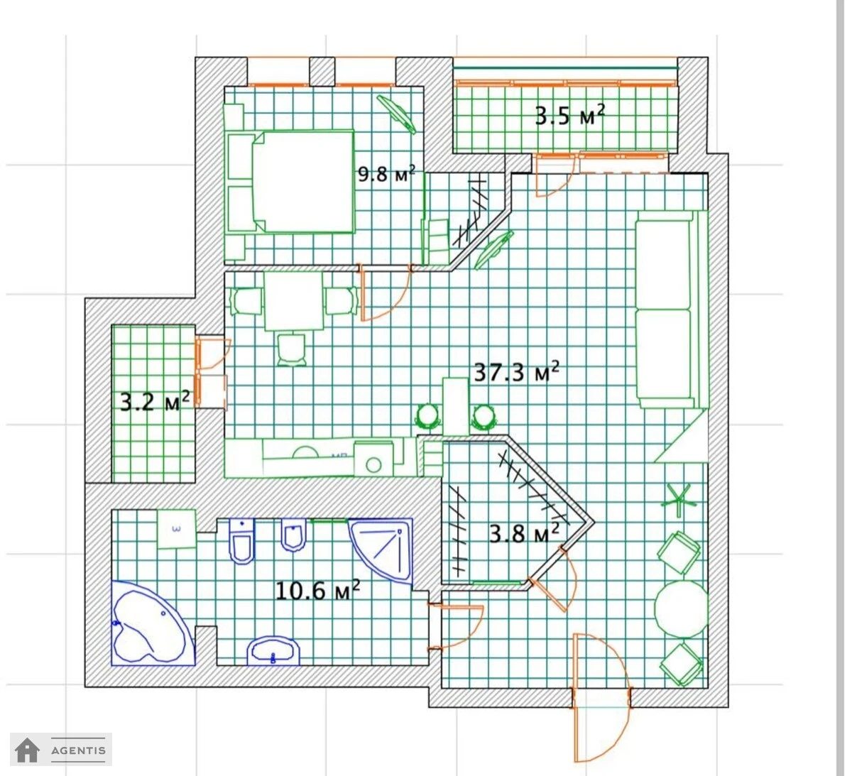 Apartment for rent 2 rooms, 68 m², 13th fl./27 floors. 121, Saksaganskogo 121, Kyiv. 