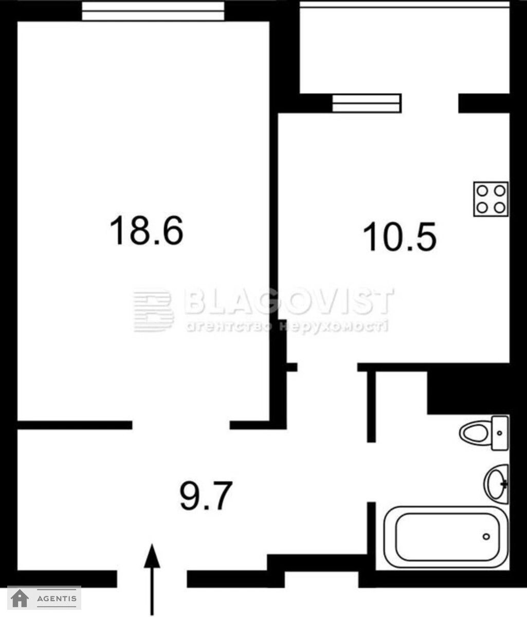 Apartment for rent 1 room, 47 m², 11th fl./26 floors. 27, Krakivska 27, Kyiv. 