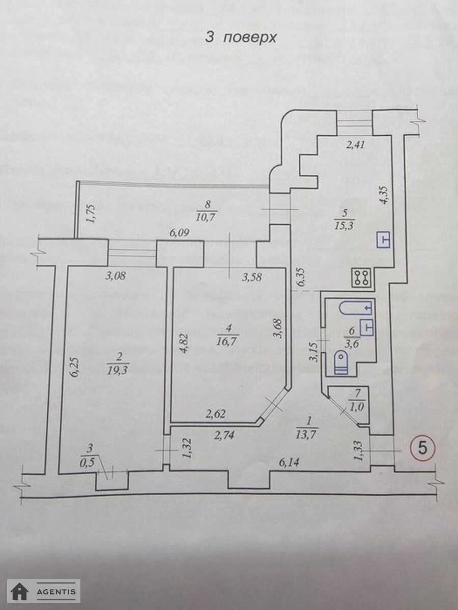 Здам квартиру 2 кімнати, 81 m², 3 пов./5 поверхів. 105, Саксаганського 105, Київ. 