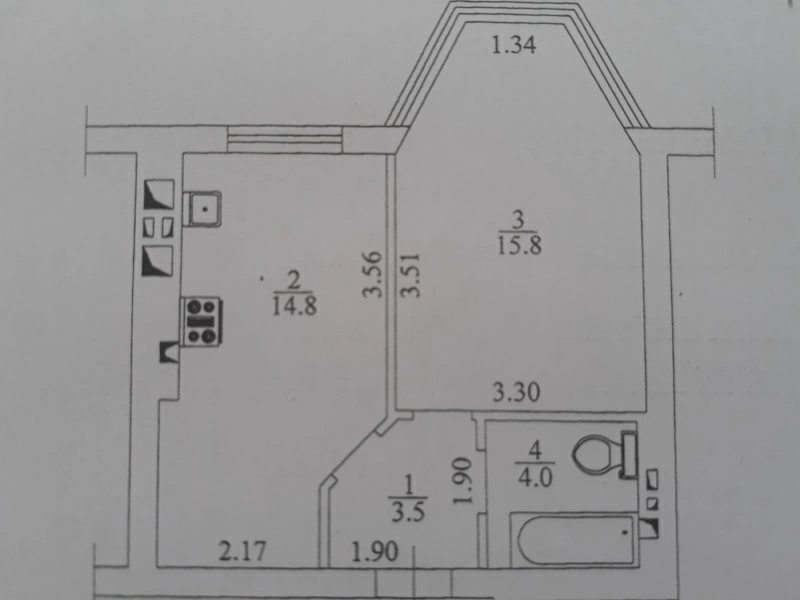 Продажа квартиры. 1 room, 38 m², 5th floor/6 floors. 7, Бышевская, Софиевская Борщаговка. 