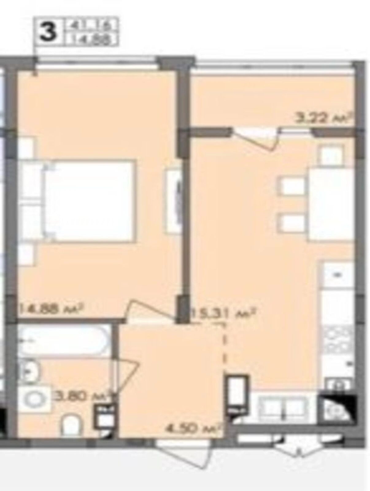 Продаж квартири. 1 room, 41 m², 4th floor/11 floors. 9, Боголюбова , Софіївська Борщагівка. 