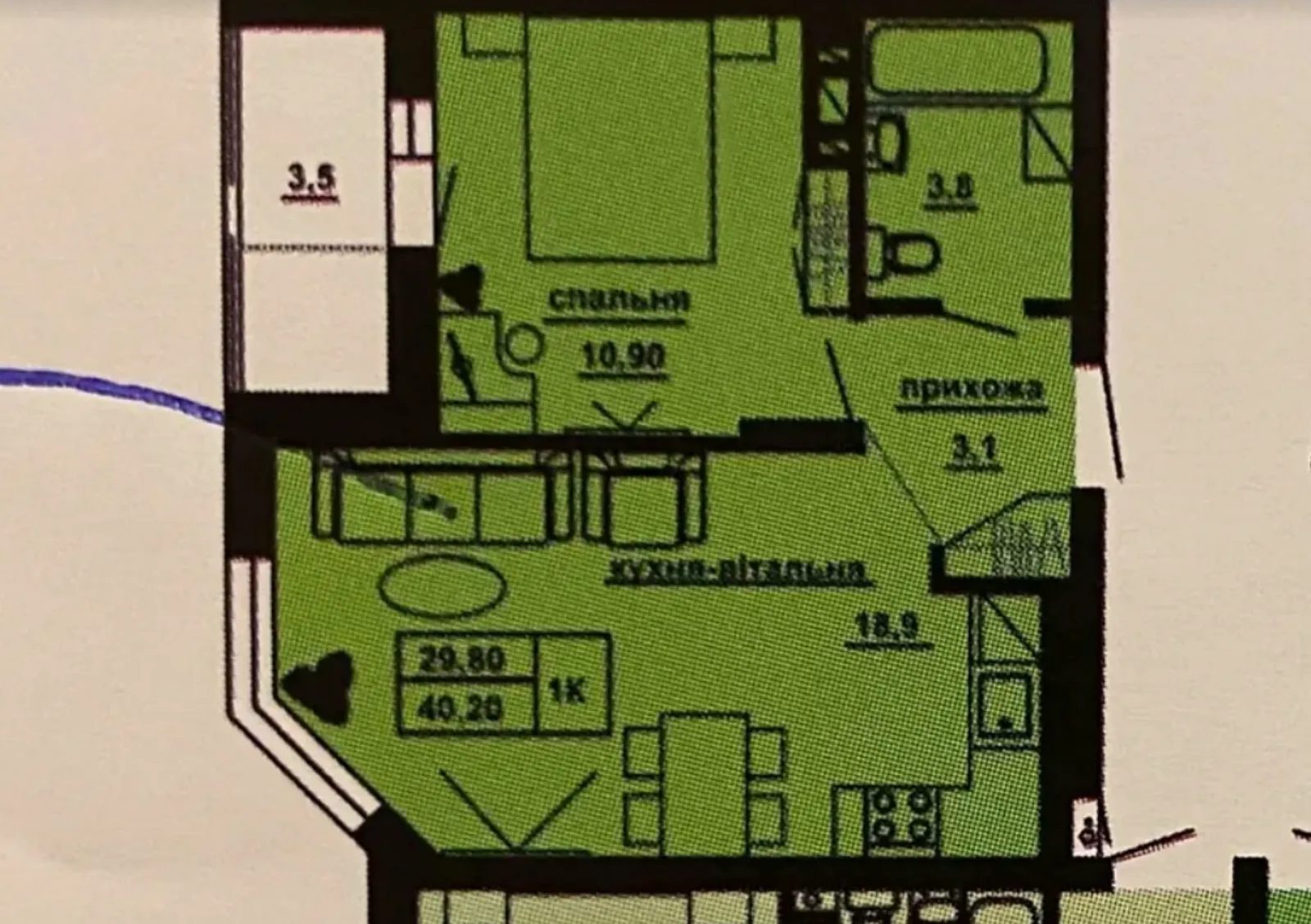 Продаж 1к квартири 40.2 кв. м на бул. Пантелеймона Куліша