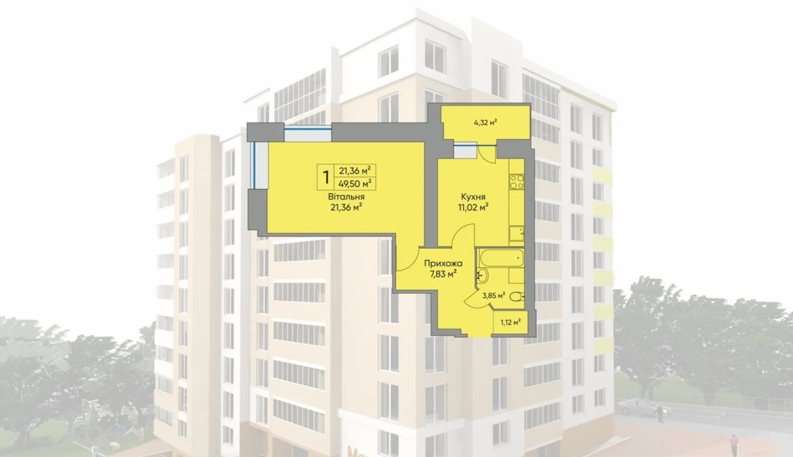 Продаж квартири 1 кімната, 495 m², 4 пов./10 поверхів. Довженка О. вул., Тернопіль. 