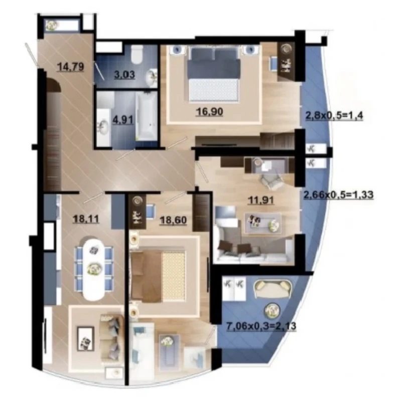 Apartments for sale. 3 rooms, 92 m², 3rd floor/19 floors. 2, Kordonnyy per., Odesa. 