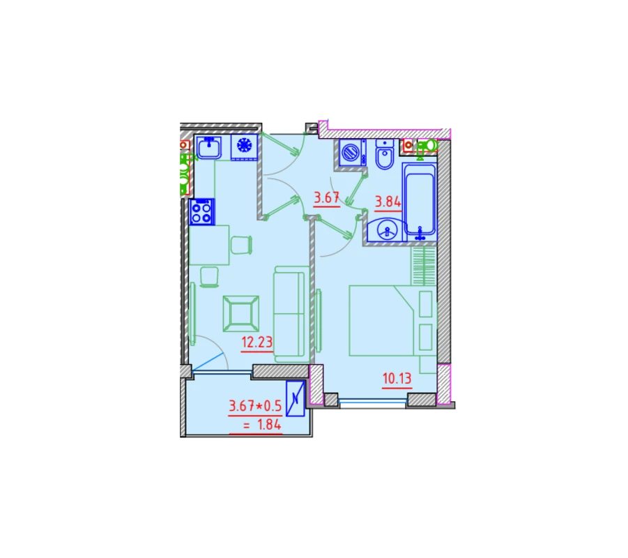 Продаж квартири. 1 room, 32 m², 4th floor/6 floors. 82, Неделина ул., Одеса. 