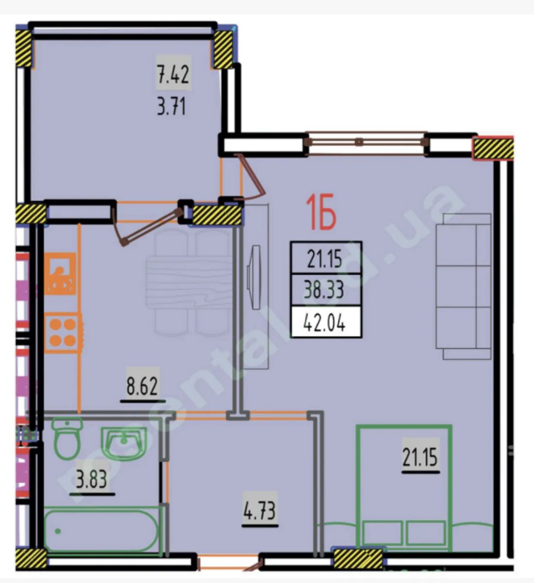 Apartments for sale. 1 room, 46 m², 2nd floor/7 floors. 50, Stroytelnaya ul., Odesa. 