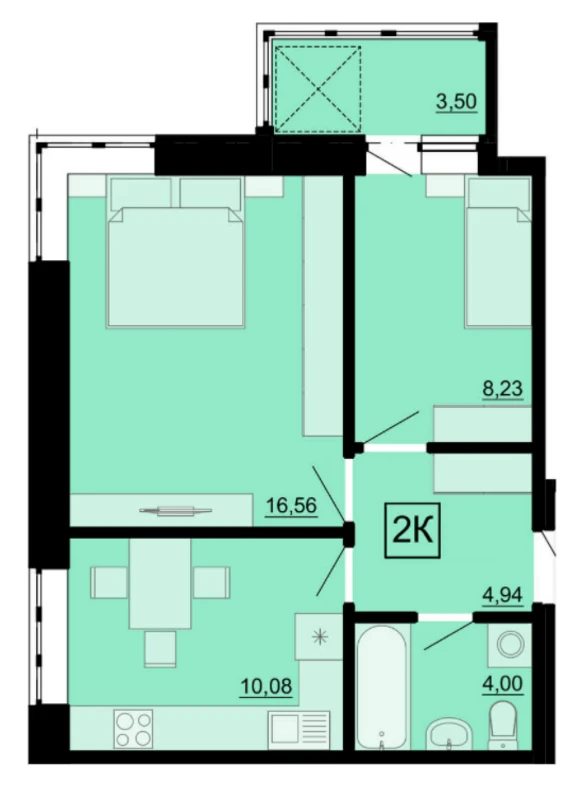 Apartments for sale 2 rooms, 47 m², 5th fl./11 floors. 9, Profsoyuznaya ul., Odesa. 