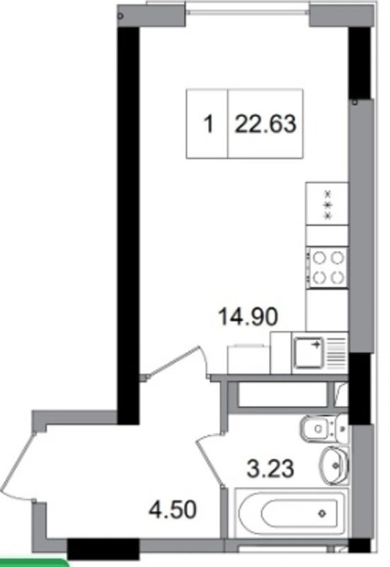 Apartments for sale. 1 room, 23 m², 1st floor/11 floors. 9, Spreysa ul., Odesa. 