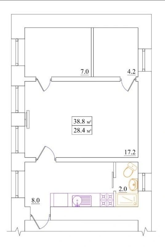 Продаж квартири. 1 room, 38 m², 2nd floor/3 floors. 23, Запорожская ул., Одеса. 
