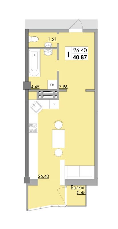 Продажа квартиры. 1 room, 41 m², 6th floor/7 floors. 28, Затонского, Одесса. 