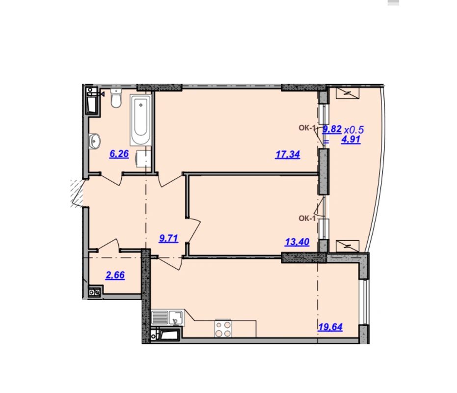 Apartments for sale. 2 rooms, 73 m², 13 floor/16 floors. 24, Klubnychnyy per., Odesa. 