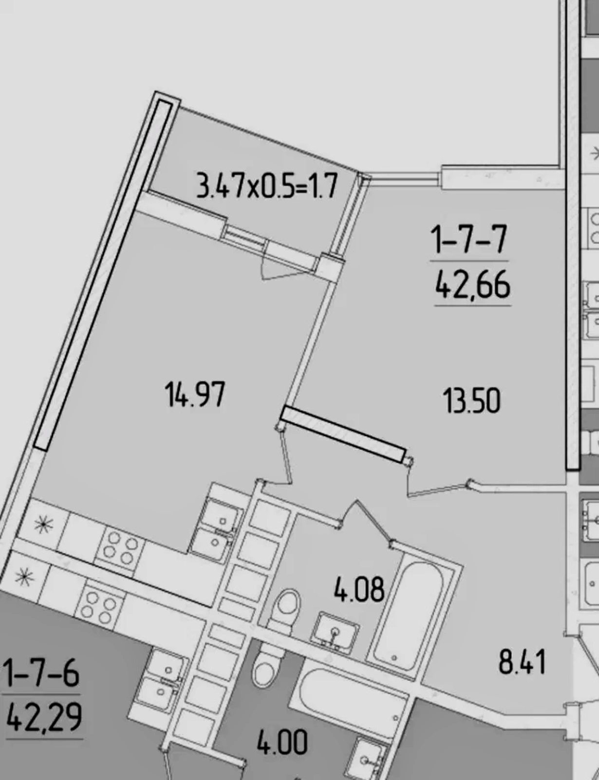 Apartments for sale. 1 room, 42 m², 7th floor/24 floors. 3, Krasnova vul., Odesa. 