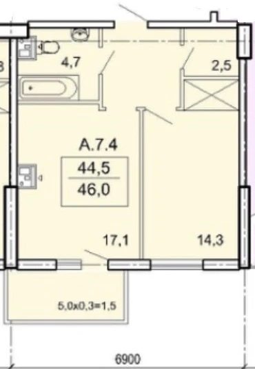 Продаж квартири. 1 room, 46 m², 7th floor/24 floors. 25, Фонтанская дор., Одеса. 