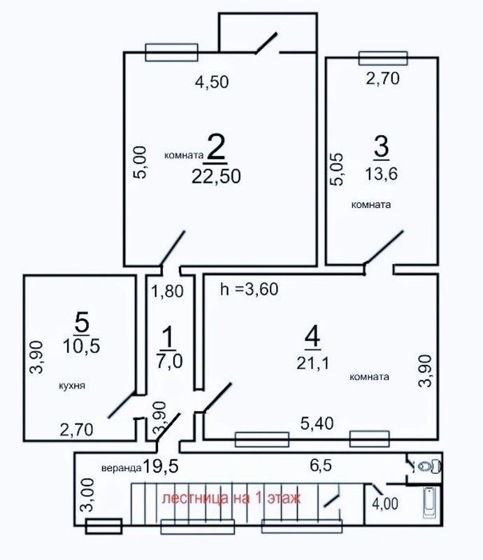 Apartments for sale. 3 rooms, 99 m², 2nd floor/2 floors. 2, Tolstoho L. ul., Odesa. 