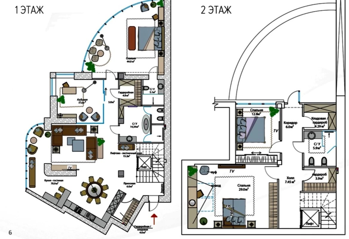 Apartments for sale 6 rooms, 530 m², 16th fl./17 floors. 5, Lydersovskyy b-r, Odesa. 