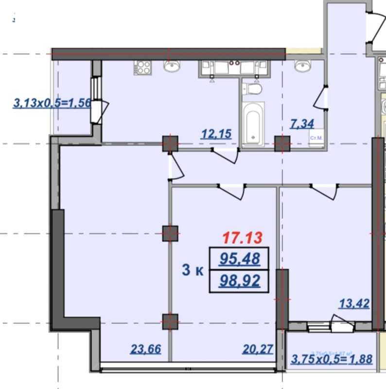 Apartments for sale. 3 rooms, 99 m², 17 floor/26 floors. Dacha Kovalevskoho ul., Odesa. 
