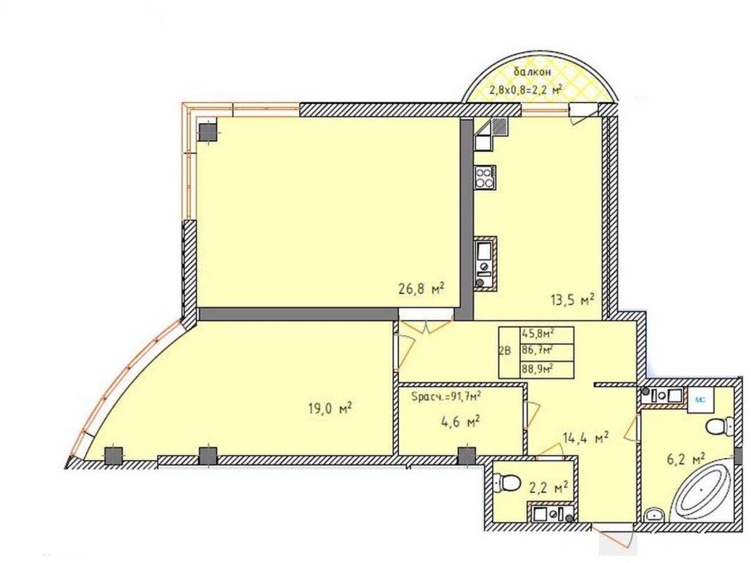 Продаж квартири. 2 rooms, 96 m², 17 floor/20 floors. 122, Большой Фонтан / Фонтанская Дорога , Одеса. 