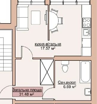Apartments for sale. 1 room, 31 m², 1st floor/3 floors. 18, Tymyryazeva, Vinnytsya. 