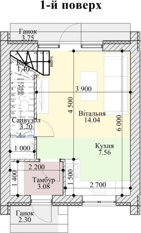 Продажа таунхауса 3 комнаты, 60 m², 2 этажа. Белогородка. 