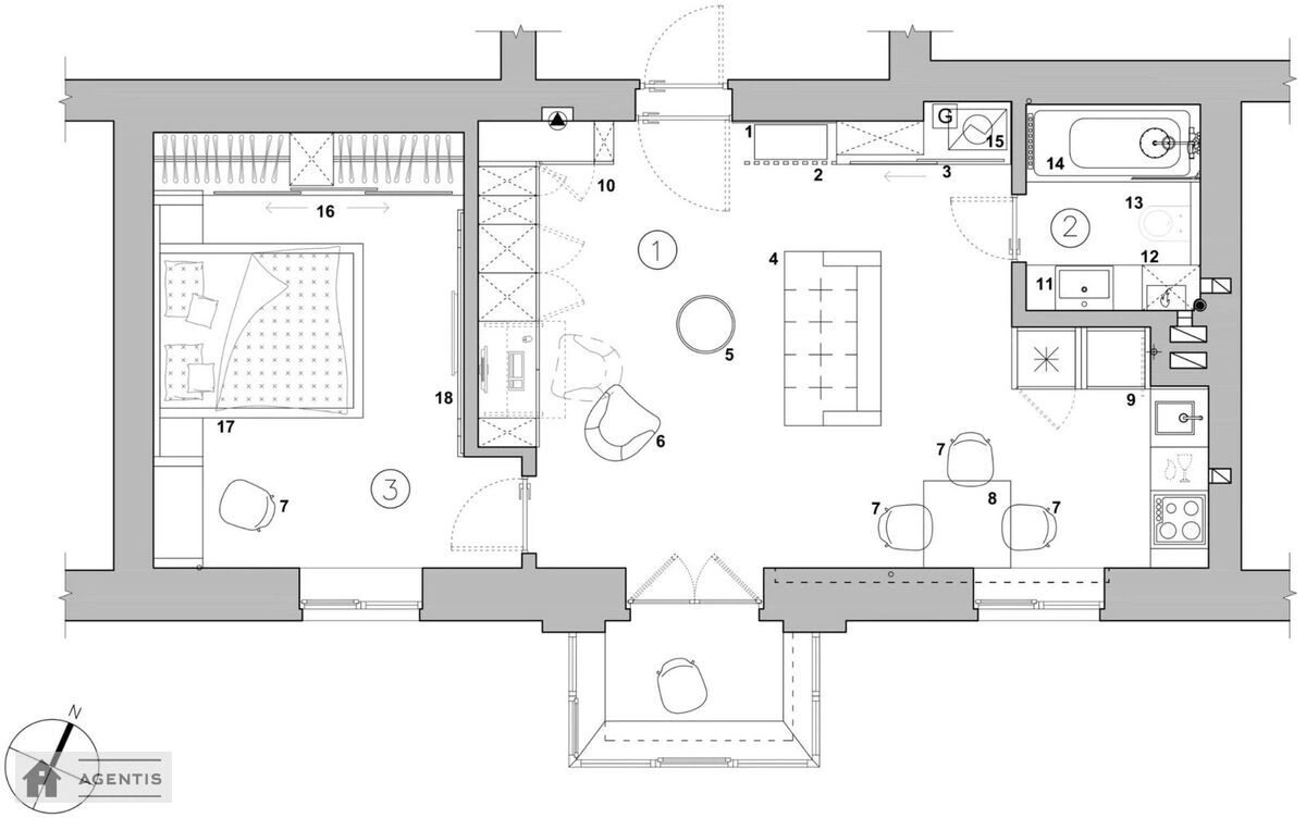 Apartment for rent 2 rooms, 51 m², 5th fl./5 floors. 34, Budivelnykiv 34, Kyiv. 