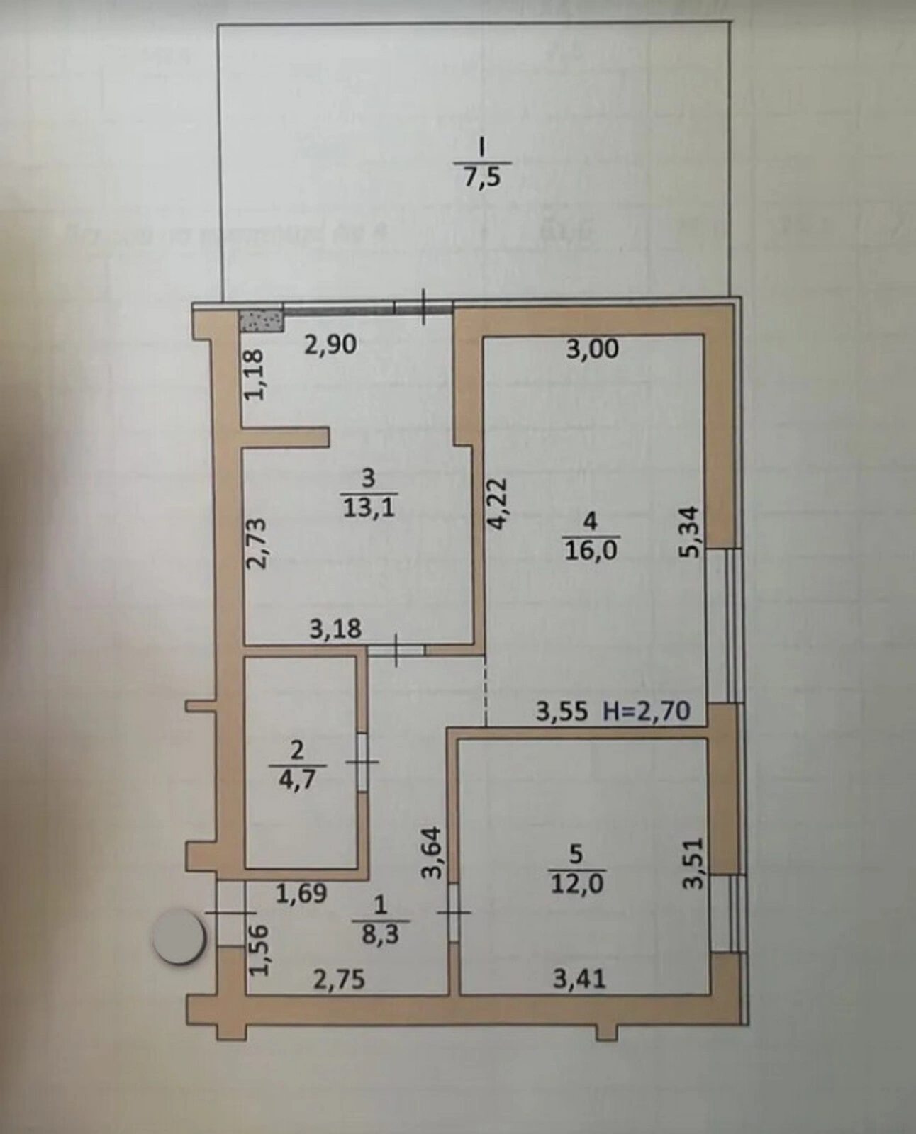Продаж квартири. 2 rooms, 61 m², 1st floor/5 floors. Петриков. 