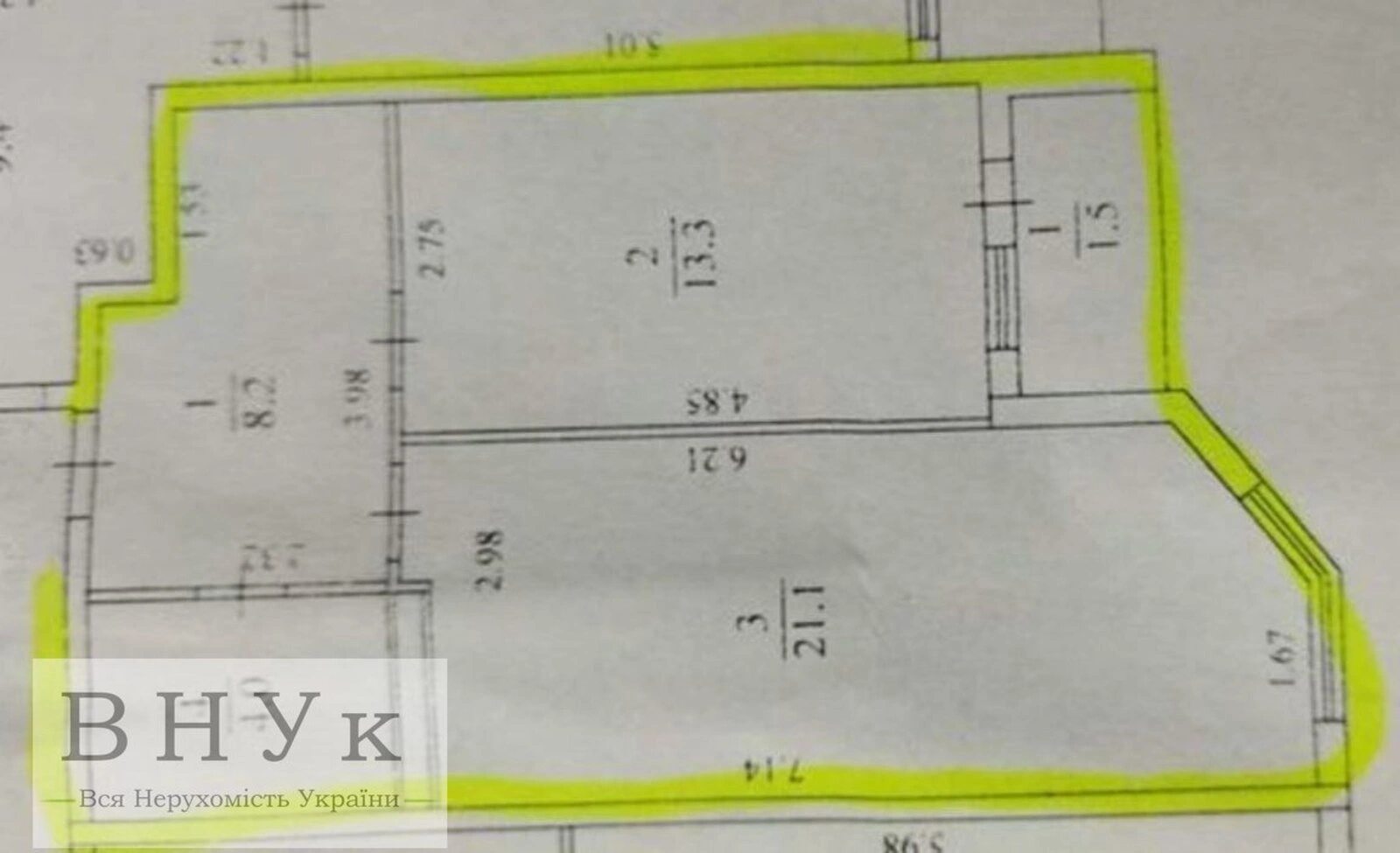 Продаж квартири 1 кімната, 481 m², 2 пов./12 поверхів. Київська вул., Тернопіль. 