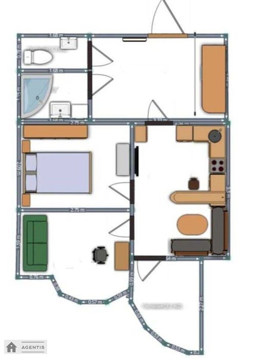 Здам квартиру. 2 rooms, 55 m², 5th floor/25 floors. Василя Тютюнника вул. (Анрі Барбюса), Київ. 