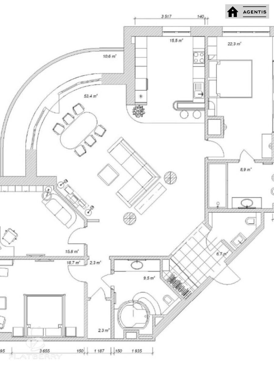 Здам квартиру. 4 rooms, 160 m², 3rd floor/17 floors. 59, Жилянська 59, Київ. 