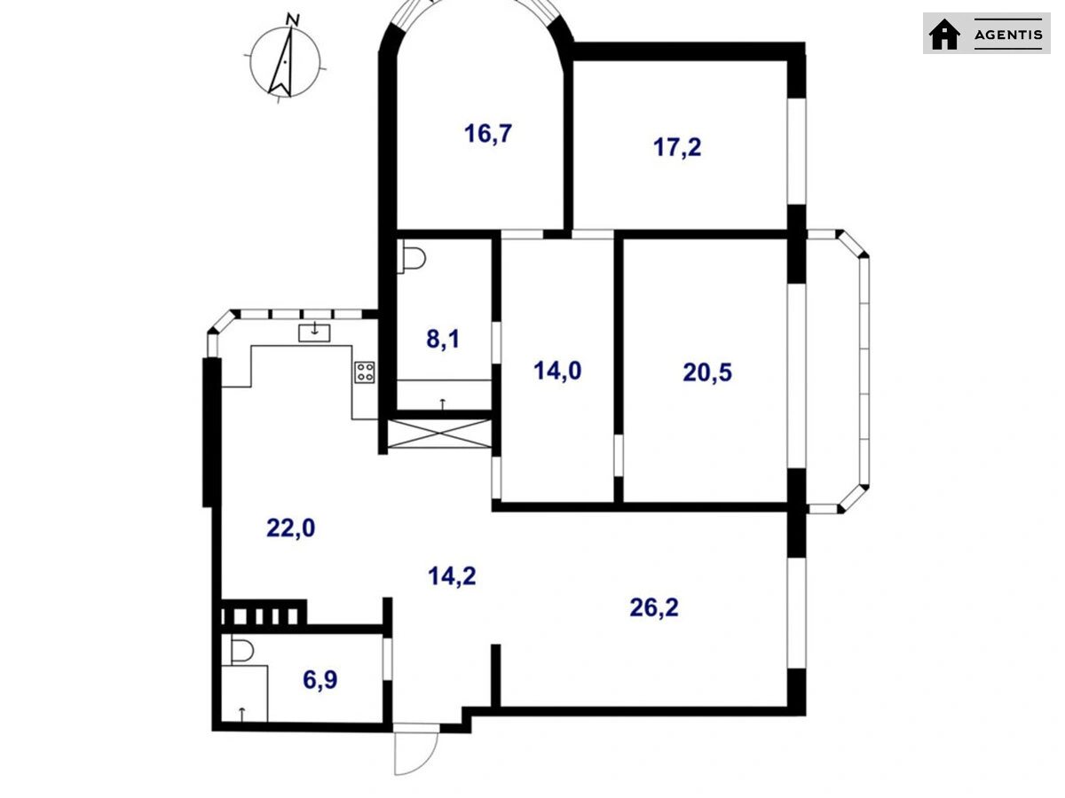 Здам квартиру 4 кімнати, 152 m², 24 пов./25 поверхів. 3, Єлизавети Чавдар вул., Київ. 