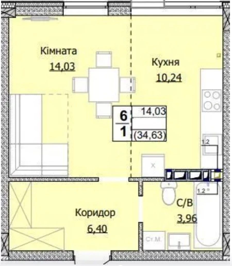 Apartments for sale. 1 room, 34 m², 5th floor/10 floors. 73, Svyato-Pokrovska, Hostomel. 