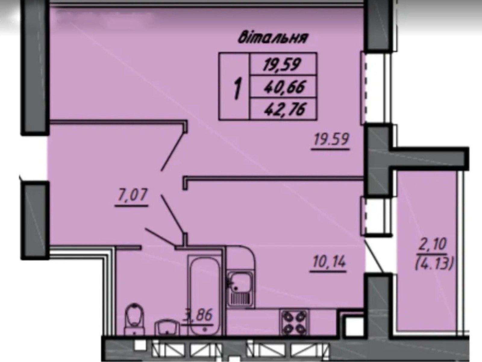 Продаж квартири 1 кімната, 43 m², 5 пов./9 поверхів. Оболоня, Тернопіль. 