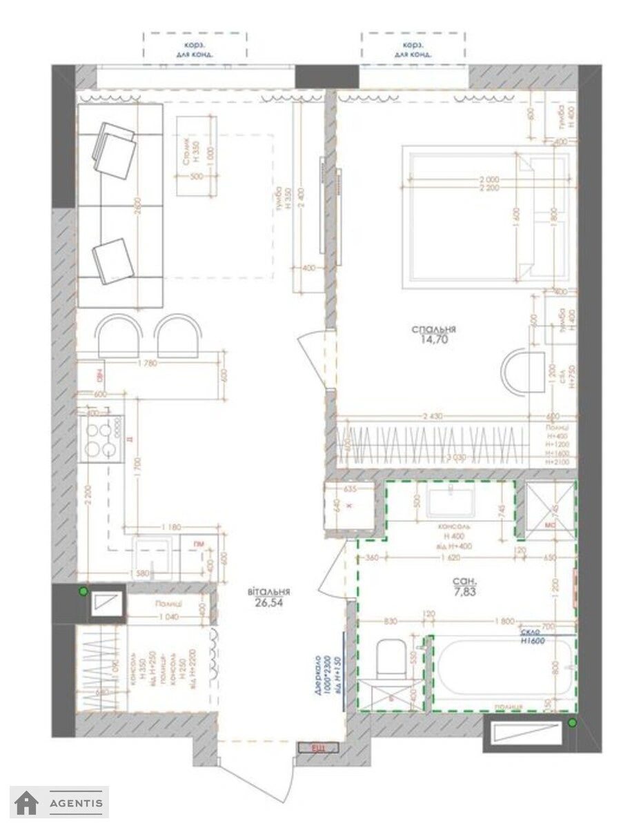 Сдам квартиру 1 комната, 48 m², 2 эт./25 этажей. 10, Віктора Некрасова вул. (Північно-Сирецька), Киев. 