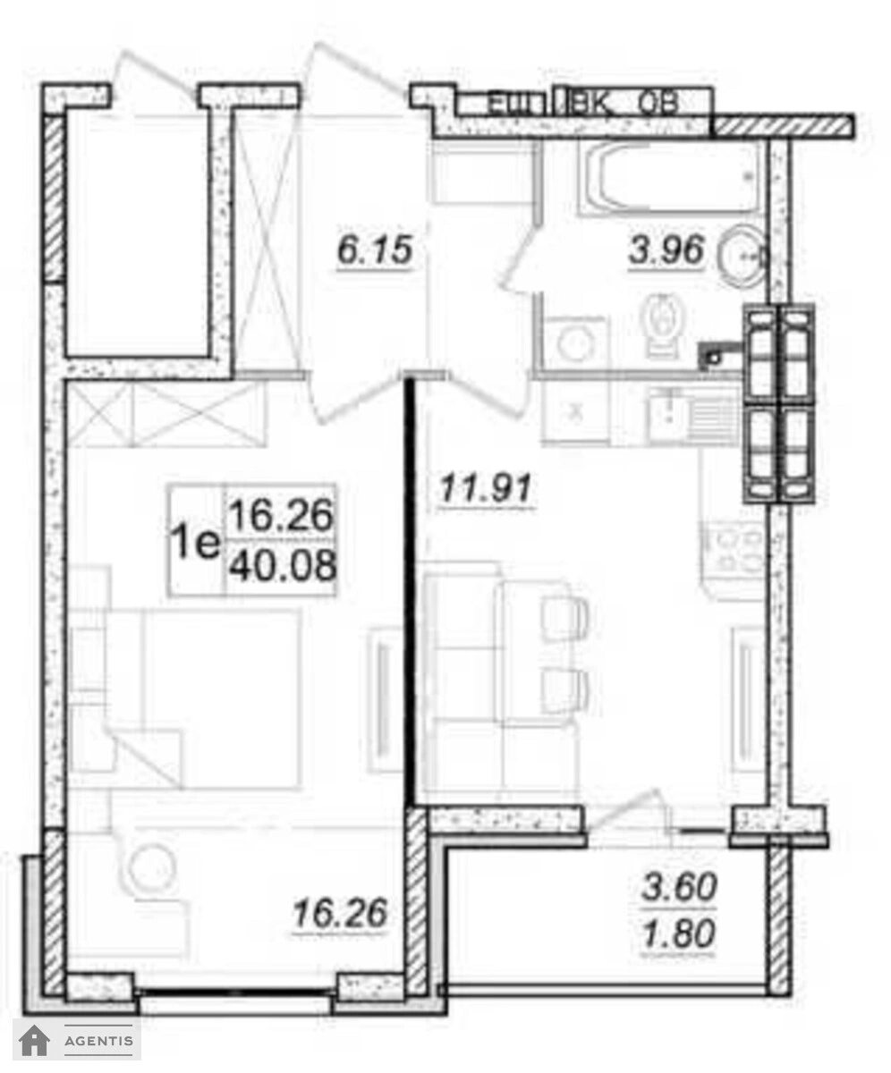 Здам квартиру 1 кімната, 41 m², 19 пов./24 поверхи. Приміська , Новоселки. 