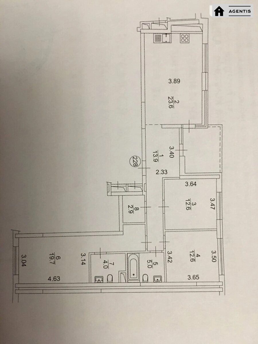 Сдам квартиру 3 комнаты, 96 m², 17 эт./22 этажа. 2, Осокорская 2, Киев. 