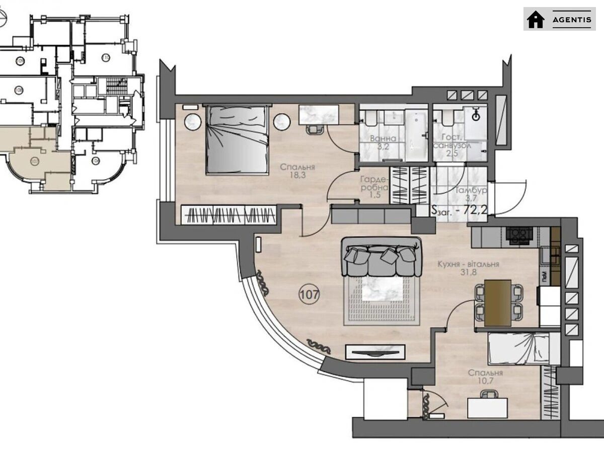 Apartment for rent. 3 rooms, 75 m², 15 floor/24 floors. 118, Antonovycha vul. Horkoho, Kyiv. 