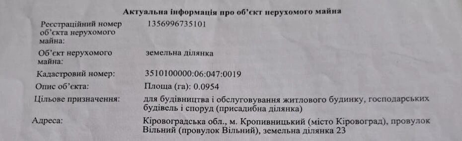 Продаж землі під житлову забудову. АН Купи Дім , Кропивницький. 