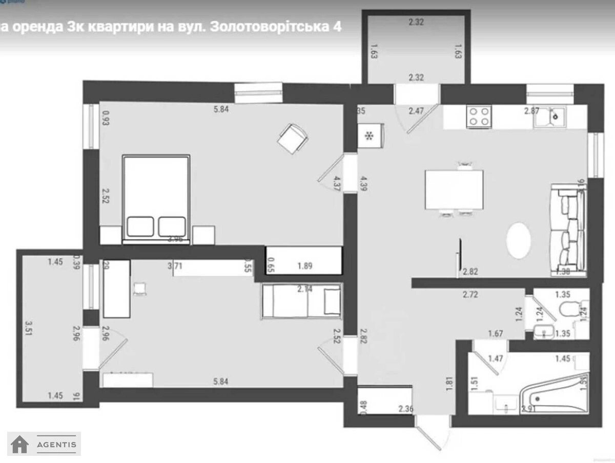 Apartment for rent. 3 rooms, 77 m², 3rd floor/4 floors. 40, Volodymyrska 40, Kyiv. 