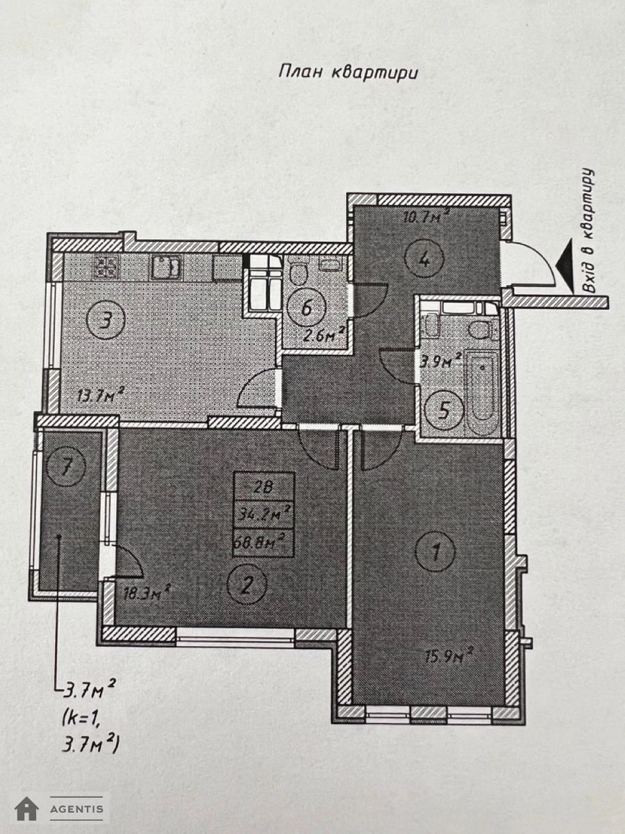 Сдам квартиру 3 комнаты, 70 m², 4 эт./24 этажа. 7, Богдановская 7, Киев. 