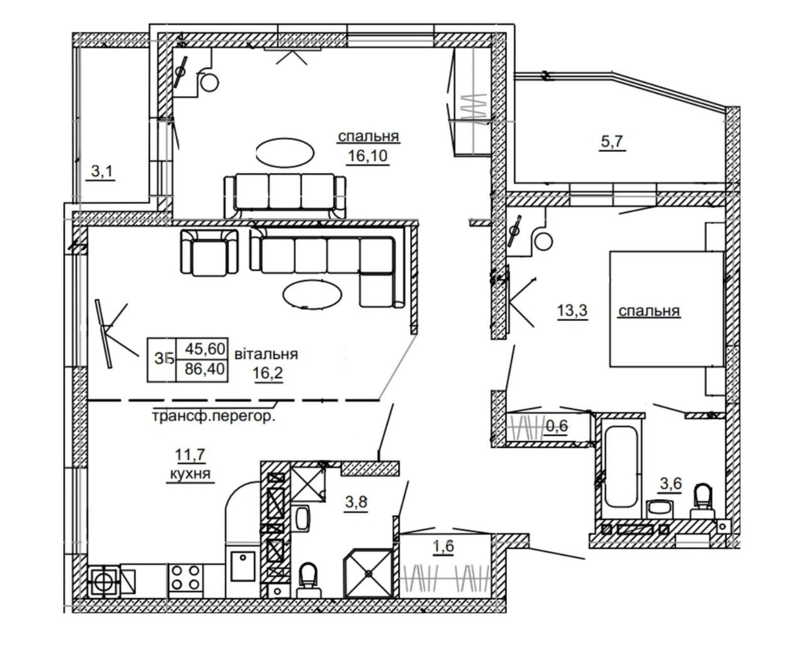 Продаж квартири 3 кімнати, 896 m², 4 пов./10 поверхів. 116, Микулинецька вул., Тернопіль. 