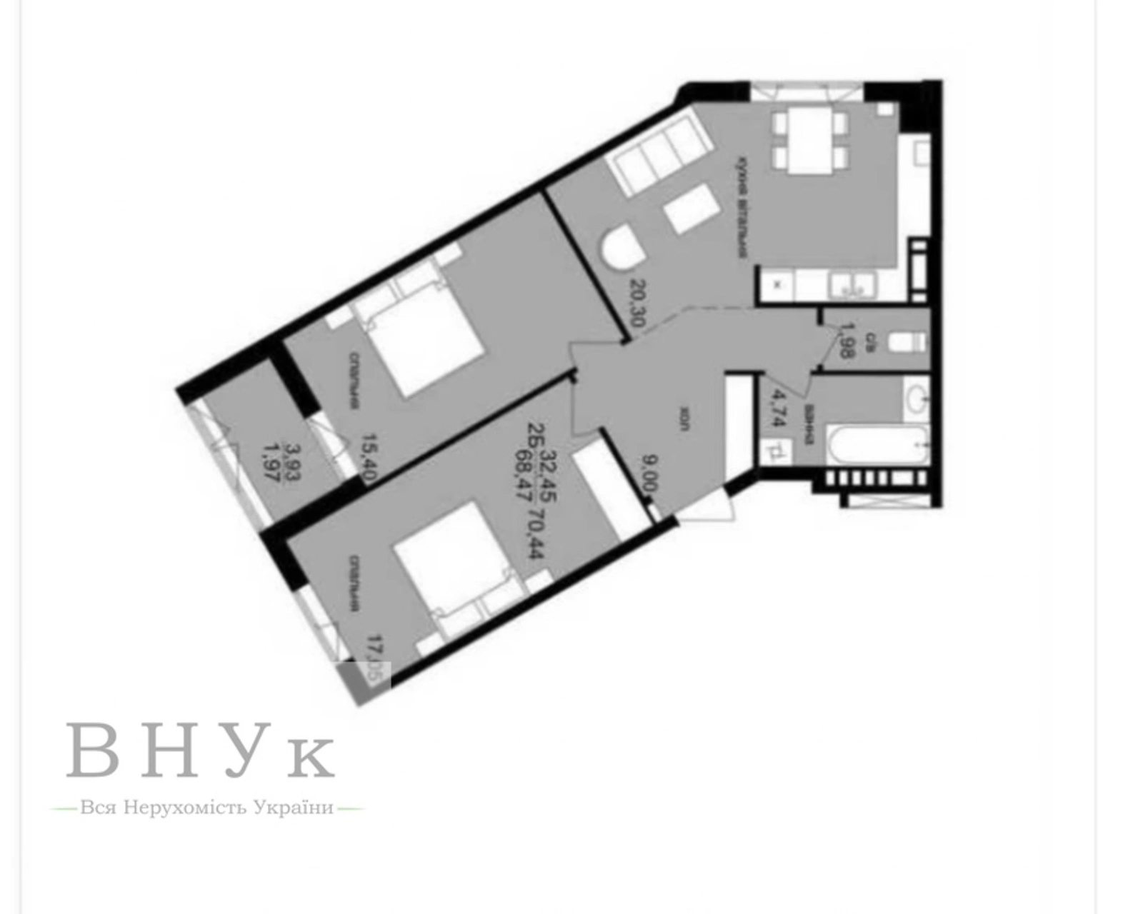 Продаж квартири 2 кімнати, 70 m², 6 пов./10 поверхів. Смакули вул., Тернопіль. 