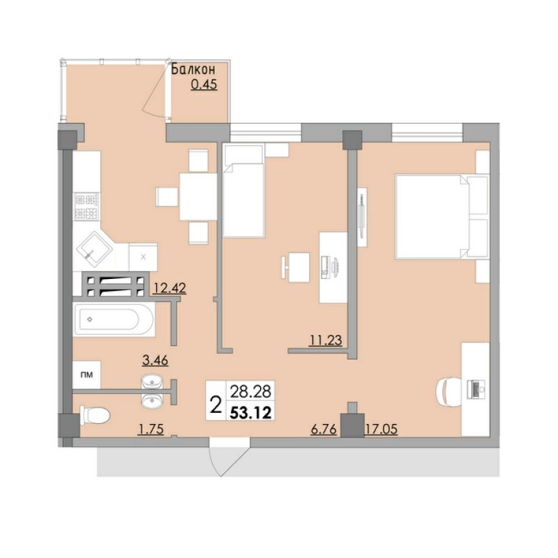 Apartments for sale. 2 rooms, 54 m², 2nd floor/8 floors. 28, Zatonskoho, Odesa. 