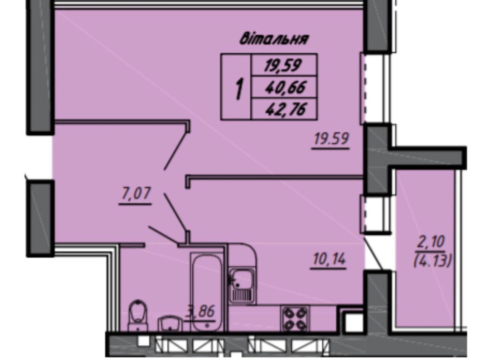 Продаж квартири. 1 room, 43 m², 5th floor/9 floors. Чернівецька вул., Тернопіль. 