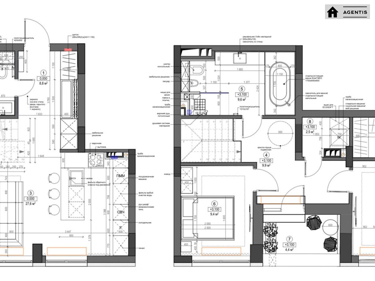 Apartment for rent. 3 rooms, 97 m², 8th floor/9 floors. 9, Naberezhno-Rybalska vul., Kyiv. 
